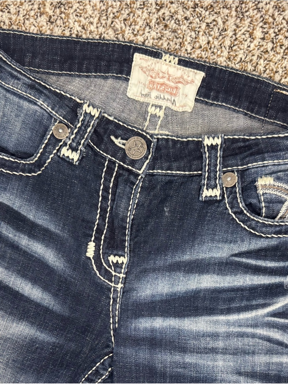 Big Star Maddie Bootcut Jeans Women’s 29L Dark Wash Thick Stitch Y2K - Picture 5 of 10